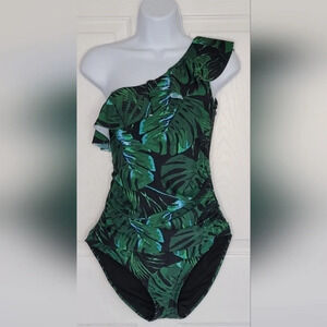Emerald Green One-Shoulder Swim One Piece